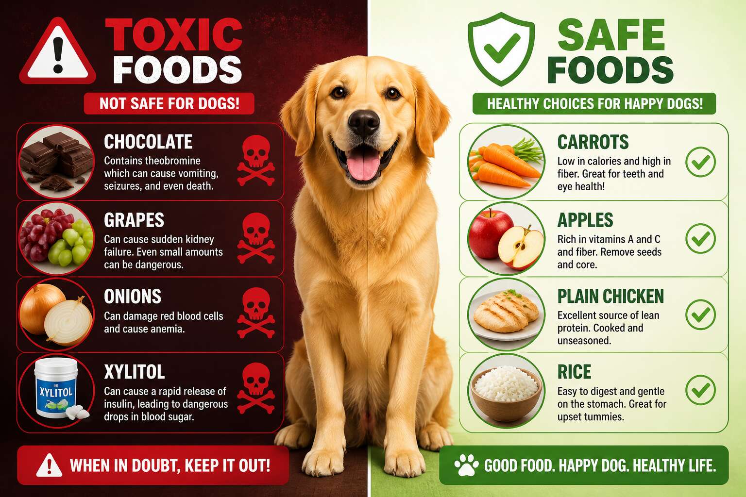 toxic vs safe dog food feeding chart